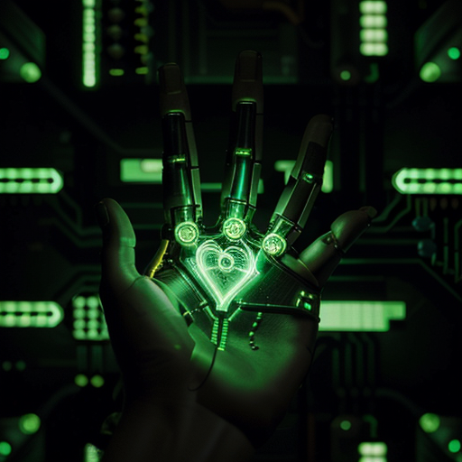 A lone, stylized human hand reaching towards a complex, glowing circuit board, suggesting assistance and integration.